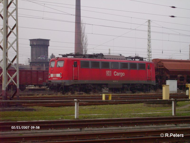 140 572-9 steht mit ein Gterzug in Frankfurt/Oder abgestellt. 21.02.07