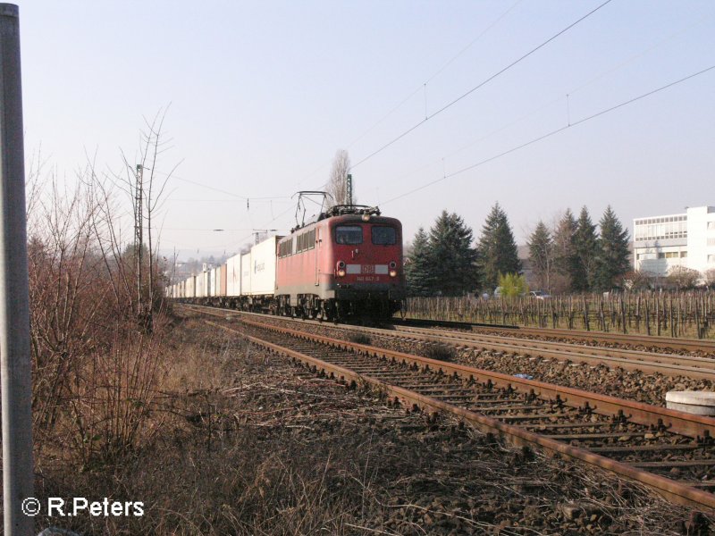 140 647-9 zieht bei Geisenheim ein Containerzug. 13.02.08