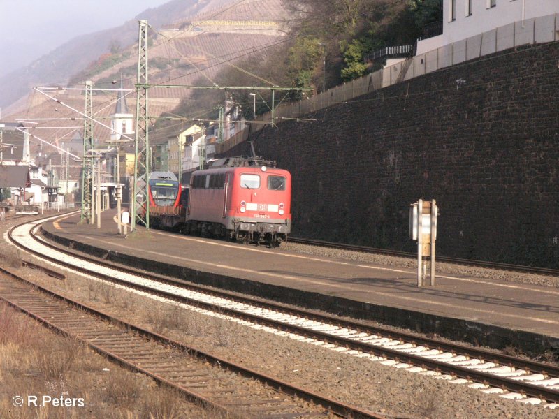 140 843-4 durchfhrt Assmannshausen mit einer E-Talent berfhrung fr die BB. 13.02.08