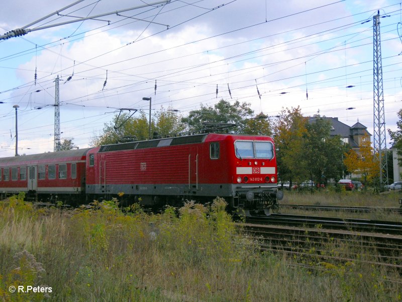 143 812-6 verlsst Eisenhttenstadt mit einen RB 11 Cottbus. 30.09.07