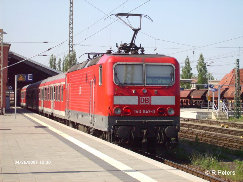 143 9447-0 hat Frankfurt/Oder mit der RB11 erreicht.26.04.07