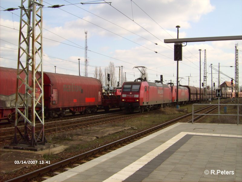 145 015-4 und 039-4 durchfahren Frankfurt/Oder mit ein Leer Kohlezug aus Ziltendorf. 14.03.07