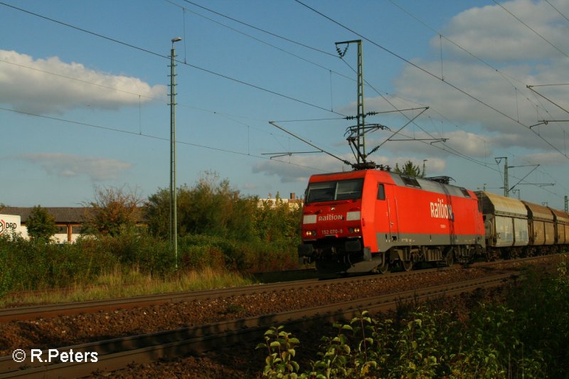 152 070-9 durchfhrt Obertraubling mit eine Leerkohle. 13.09.07