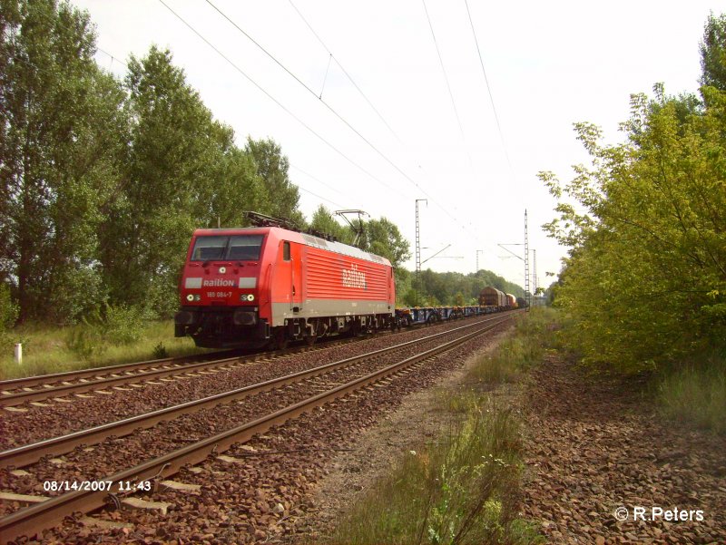 189 084-7 zieht ein gemischten Gterzug auf dem Sdlichen BAR. 14.08.07