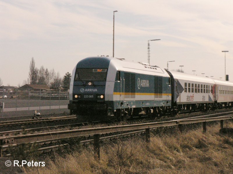 223 065 verlsst Wiesau/Oberpfalz mit ein Alex nach Hof. 24.01.08