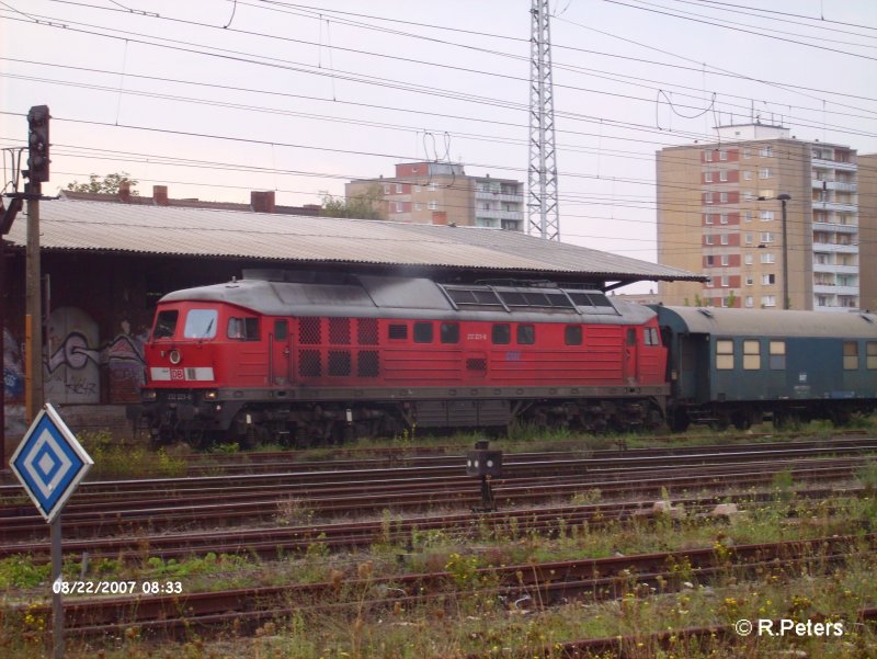 232 223-8 startet mit ein Bauzug in Eisenhttenstadt. 22.08.07