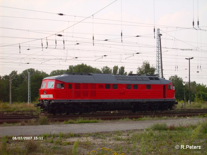 232 358-2 legt bei einer Probefahrt vom AW Cottbus in Eisenhttenstadt eine Pause ein. 07.08.07