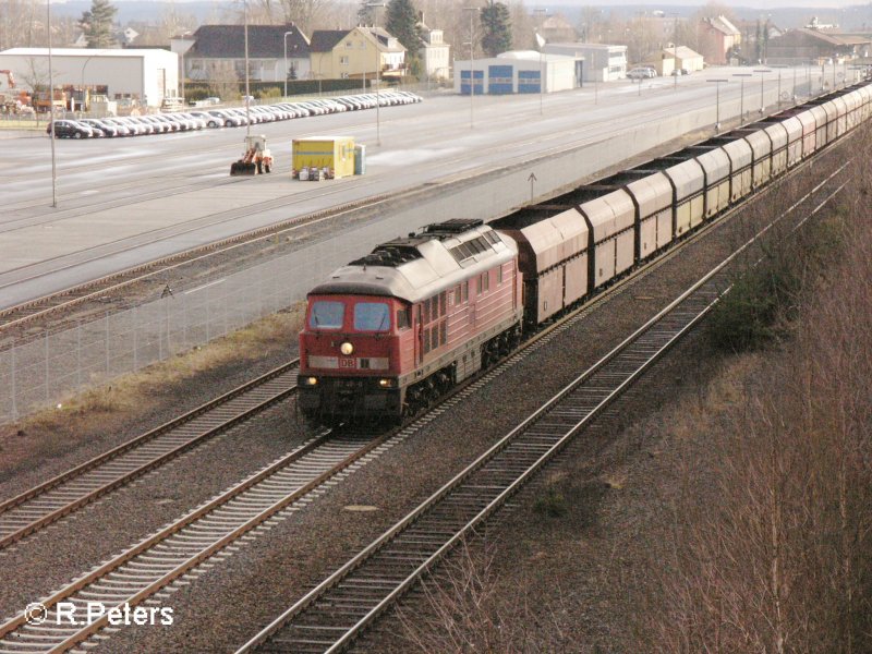 232 401-0 durchfhrt Wiesau/Oberpfalz mit ein Polen Kohlezug. 22.01.08