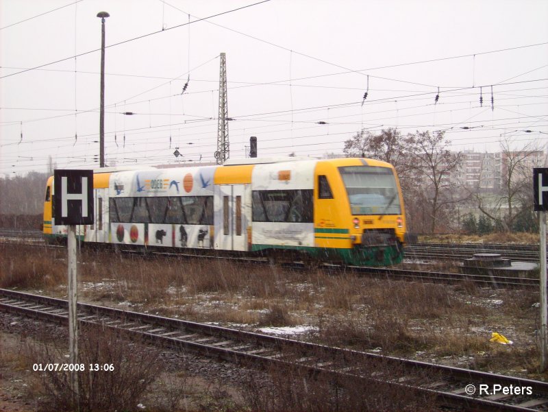 Ein VT der ODEG erreicht bei schneeregen Frankfurt/Oder. 07.01.08