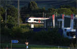 RABe 523 007, RABe 523 063 und RABe 523 067 (im Bild) bei Salina Raurica. August 2025.