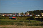 RABe 523 007, RABe 523 063 und RABe 523 067 (im Bild) bei Salina Raurica. August 2025.
