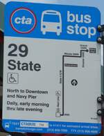 (153'159) - cta-Haltestellenschild - Chicago, Navy Pier - am 18. Juli 2014