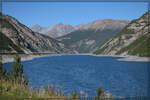 Lago di Livigno mit wenig Wasser. September 2026.