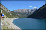 Lago di Livigno mit wenig Wasser. September 2026.