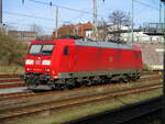 185 064 stand,am 12.Februar 2022,in der Sonne in Eberswalde.