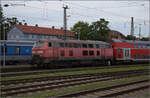 Die 218 417 als Zugpferd der Hochrheinbahn kam als willkommene Zugabe zum Radexpress Bodensee daher.