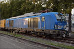 Gleismesszug mit 248 026 'Ivo' von Press. Man beachte die zus�tzlichen Messeinrichtungen an der Pufferbohle. Singen, September 2026.