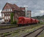 Im Schlepptau hatte 185 033 ziemlich neue Tanoos-Wagen. Der letzte Wagen hat die Nummer 31 RIV 80 D-DB 0691 631-2. Weinheim, Juli 2024.