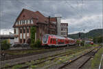 446 002 (im Bild), 446 001, sowie 446 029 und 446 034 in Weinheim. Juli 2024.