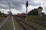 446 027 (im Bild), 446 013, sowie 446 003 und 446 004 in Weinheim. Juli 2024.