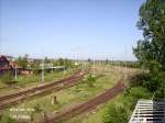 Ein Blick aus ein Stellwerk in Richtung Gterbahnhof und BW