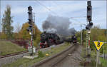 Dampftage Rottweil 2024.

52 7596 und 50 2988 stellen die legendren Parallelausfahrten aus Rottweil mit Zgen nach Spaichingen und Schwenningen nach. Oktober 2024.