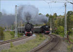 Dampftage Rottweil 2024.

52 7596 und 50 2988 stellen die legendren Parallelausfahrten aus Rottweil mit Zgen nach Spaichingen und Schwenningen nach. Oktober 2024.