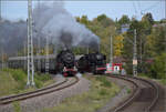 Dampftage Rottweil 2024.

52 7596 und 50 2988 stellen die legendren Parallelausfahrten aus Rottweil mit Zgen nach Spaichingen und Schwenningen nach. Oktober 2024.