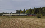 Dampftage Rottweil 2024.

50 2988 hat mit einem Umbauvierachser, einem Schnellzugwagen und einem Eilzugwagen auf dem Weg nach Rottweil einen echten Bundesbahngemischtwarenladen dabei. Zollhaus, Oktober 2024.