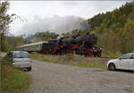 Dampftage Rottweil 2024.

In Talhausen musste 52 7596 zur Kreuzung nicht einmal anhalten, so gab es zum Abschied fr den Tag nur noch einen Notschuss. Oktober 2024.