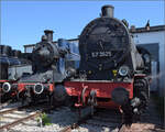 175 Jahre Eisenbahn in Nördlingen / 55 Jahre Bayrisches Eisenbahnmuseum.

Von der preußischen G 10 wurden über 3000 Loks gebaut. Die Reichsbahn nummerierte 57 1001-3524. Aber es wurden auch Loks ins Saarland, nach Elsass-Lothringen und nach Osteuropa geliefert. In Deutschland blieben leider nur wenige erhalten, aber in Rumänien waren in den 1990er-Jahren noch etliche Loks erhalten. So konnte die Heizlok 50.227 von der CFR erworben werden und erhielt kurzerhand die fortlaufende deutsche Nummer 57 3525. Dahinter steht die TAG 8 der Tegernseebahn, die später noch beschrieben wird. Mai 2024.