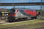 Die brummelige NeSA 218 256 mit dem Gewand der Graz-Köflacher-Bahn parkt in Aalen.