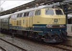218 460 'Conny' ist an diesem Wochenende mit Museumsbahnfahrten besch�ftigt. Rottweil, Oktober 2026.