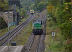 Von hinten angeschlichen und schnell vorbei kam �berraschend 580 008 oder 580 010 der UTL. Rottweil-Saline, Oktober 2026.