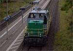 Von hinten angeschlichen und schnell vorbei kam �berraschend 580 008 oder 580 010 der UTL. Rottweil-Saline, Oktober 2026.