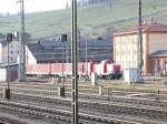 714 015-5 steht mit ein Tunnelhilfszug in Wrzburg.