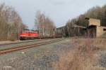 232 618-9 mit Langschienenzug bei der Einfahrt in Arzberg.