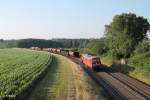 232 359-0 mit dem umgeleiteten 45367 Nrnberg - Cheb in der Kurve bei Oberteich.