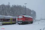 232 359-0 abgestellt im verschneiten Marktredwitz.