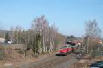 232 209-7 fhrt mit dem 51612 Seddin - Nrnberg Frankenwald-Umleiter in Marktredwitz ein.