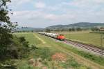 Eine unbekannte MaK 1206 mit Staubbehälterzug bei Großsachsen-Heddesheim 28.05.15