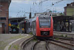 623 010 und 622 038 (im Bild) in Weinheim. Juli 2024.