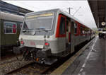 Der Intercity vom Hindenburgdamm 628 507 auf einer Interbahnsteigmission in Rottweil. Oktober 2026.