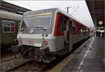 Der Intercity vom Hindenburgdamm 628 507 auf einer Interbahnsteigmission in Rottweil. Oktober 2026.