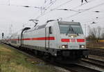 146 574-9 mit IC 2239(Rostock-Leipzig)bei der Bereitstellung im Rostocker Hbf.07.02.2020