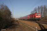 112 110 schiebt den RE 18168 nach Brandenburg HBF bei Briesen (Mark) 08.03.11