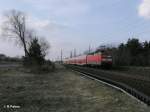 112 110 schiebt RE18124 nach Magdeburg bei Eisenhttenstadt.