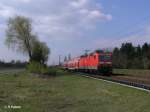 143 809-2 erreicht gleich Eisenhttenstadt als RE 18225 Cottbus 18.04.11  