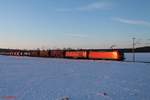 145 014-7 und 232 262-6 ziehen den gemischten Güterzug 56008 Nürnberg - Plattling bei Seubersdorf.