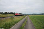 152 008-9 zieht mit einem KLV-Zug bei Oberdachstetten in Richtung Norden.